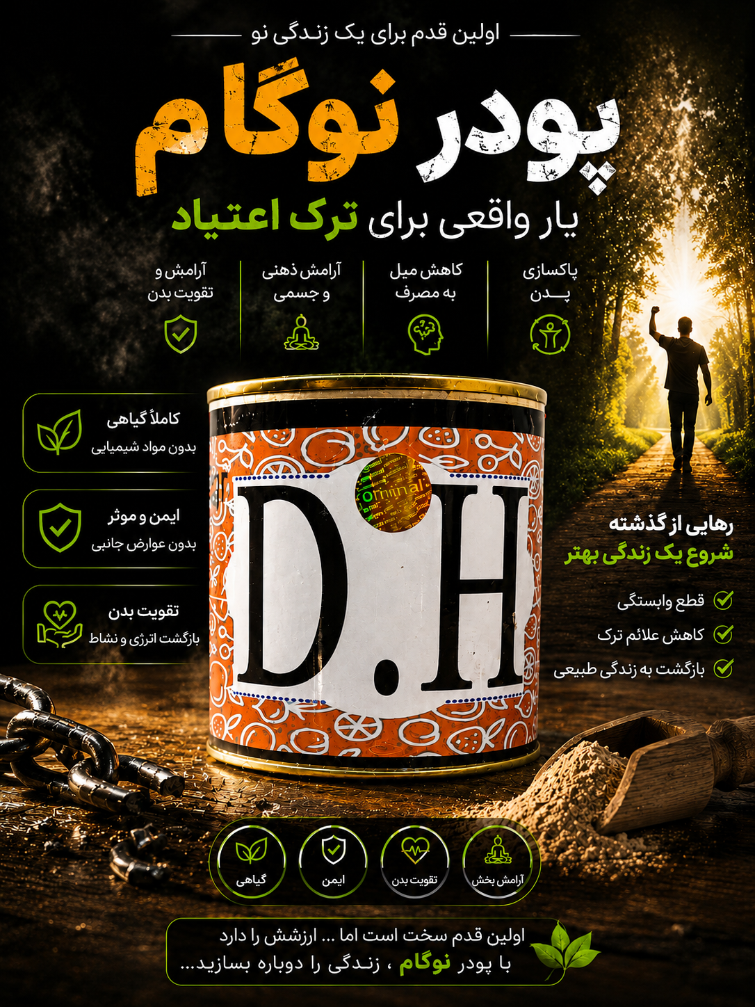 پودر گیاهی ترک اعتیاد نوگام برای مصرف روزی ۱ عدد متادون ۲۰